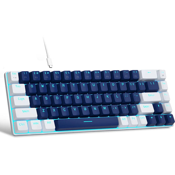 MageGee MK-BOX 68 Key Mechanical Portable Gaming Keyboard, Blue / Blue Switch
