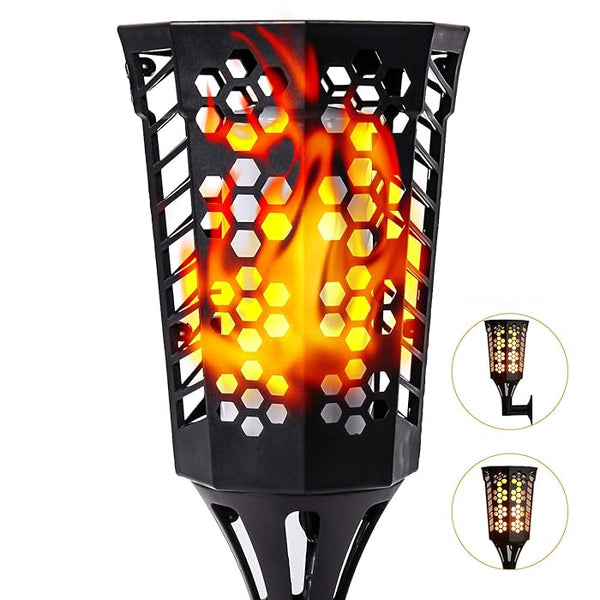 Solar Flame Torches Lights Outdoor Waterproof Solar Lamp 96 LED IP65 to Dawn Auto On/Off for Patio Driveway Garden 1 PCS