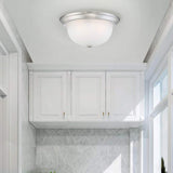 Mega Lighting Flush Dome Brushed Nickel/Etched Glass